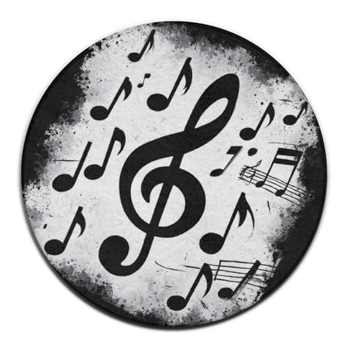 Home Decor Machine Washable Kitchen Office Circle Rug, Room Sofa Yoga Soft Round Carpet, Modern Round Area Rug Compatible with Gunge Black and White Music Notes 36inch(90cm) - color: Color542, size: 36inch(90cm)