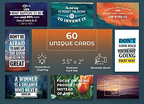 Better Office Products Motivation Inspiration Affirmation Cards, 60 Pack, 60 Unique Assorted Designs, Encouragement Card Deck, 2" x 3.5" (Business Card Size)