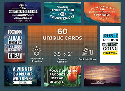 Better Office Products Motivation Inspiration Affirmation Cards, 60 Pack, 60 Unique Assorted Designs, Encouragement Card Deck, 2" x 3.5" (Business Card Size)