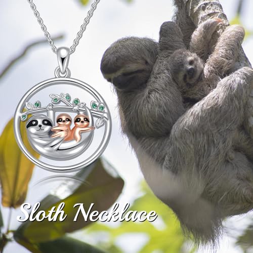 Animal Necklace 925 Sterling Silver Pendant Jewelry Gift for Women Animal Lover - style: Sloth01