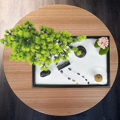 Artcome Japanese Zen Sand Garden for Desk - Home, Office Desk Accessories - Bamboo Crafted Meditation Therapy Tray - Mindful Relaxation and Meditation Tool for Stress Relief - Gift Set - size: 11" x 7" x 7.3"