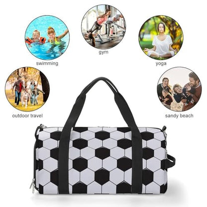 Soccer Ball White And Black Large Capacity Portable Fitness Bag, Easy to Carry - color: Soccer Ball White and Black