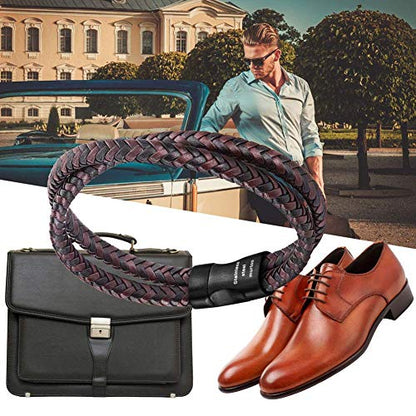 murtoo Mens Bracelet Leather Braided, Brown and Black Leather Bracelet for Men - color: Brown-black, size: 8.46"