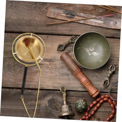 ibasenice Brass Bell Ornament for Buddhist Ceremonies Loud Sound Comfortable to Hold for Meditation and Mindfulness Fine Polishing Craftsmanship for Home Temple Use