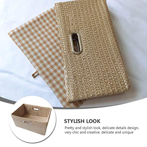 Cabilock 1pc Folding Storage Box with Handle for Room Organization Beige Storage Basket for Home Bedroom Laundry and Living Spaces