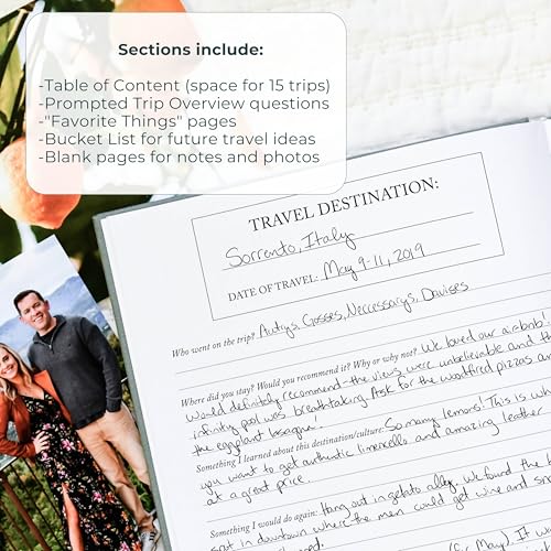 DUNCAN & STONE PAPER CO. Travel Journals - Elegant Journaling Notebook To Record All Your Travel Adventures Up To 15 Trips (Sage Green,110 Page) - color: Sage Green