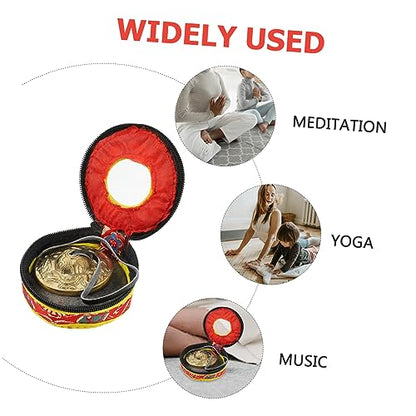 1pc Yoga Cymbal Bells for Meditation and Sound Healing Handmade Nepalese Instrument Storage Bag Random Thick Resonant Tone for Mindfulness and Relaxation