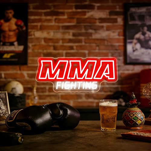 MMA FIGHTING CLUB Neon Sign, Wrestling Neon Sign, UFC Mixed Martial Arts Led Light For Gaming Bedrooms, Match Parties, Sports Fan Gifts, Wrestling Gifts, Boxing Club, Gym Decor and Man Cave-17.7“x7.5”IN - color: MMA FIGHTING