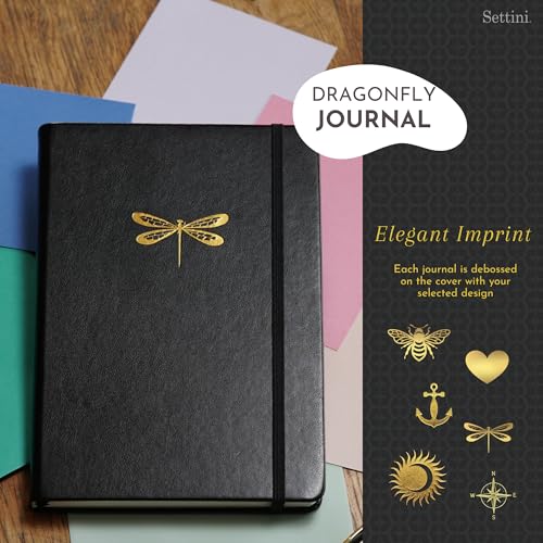 Dotted Journal, Ideal for Bullet Journaling - A5 Vegan Leather Notebook, 192 Archival-Quality Pages, QuillEase Bleed-Free Paper, Inner Pocket & Bookmark - Dragonfly Gifts for Women, Black Dragonfly - color: Black Dragonfly
