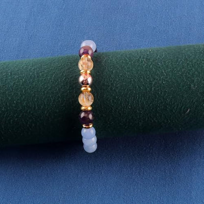 KSQS Healing Stone Bead Bracelet for Women, Natural Gemstones Balance Protection Bracelet, Spiritual Crystal Beads Bracelet Anxiety Relief with Meaning Card - style: Strength