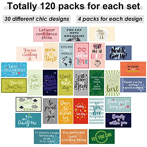 Outus 120 Pcs Motivational Encouragement Quote Cards Inspirational Kindness Appreciation Gratitude Business Encouragement Mini Note Cards, 30 Styles, 3.5 x 2 Inch(Bright Style) - style: Bright Style