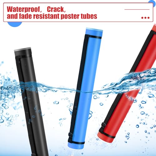 Yahenda 6 Pcs Expandable Blueprint Tubes Bulk Expand from 24" to 40" Poster Tube with Strap Storage Tubes with Cap Portable Round Carrying Case for Documents Blueprints Drawings Art(Red, Blue, Black) - color: Red, Blue, Black