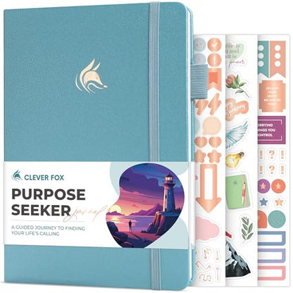 Clever Fox Purpose Seeker Journal – Guided Manifestation & Life Reflection Planner for Daily Self-Exploration, Goal-Setting & Gratitude (Aquamarine) - color: Aquamarine