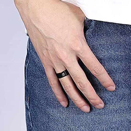 Spiritual Buddha Om Protection Jewelry-Stainless Steel Buddhism Yoga Meditation Prayer Amulet Finger Band Ring Pendant Free Necklace Chain Religious Buddhist Serenity Meditating Jewellry,Size 6-12