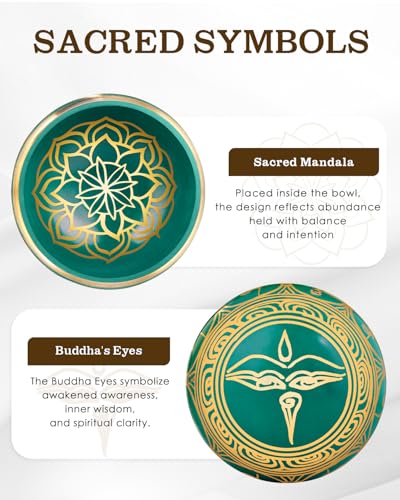 Tibetan Singing Bowls – Hand-Hammered in Nepal, Authentic Meditation Sound Bowls for Yoga, Chakra Healing, Mindfulness & Spiritual Self-Care Gifts for Women - color: Blue(Lotus)