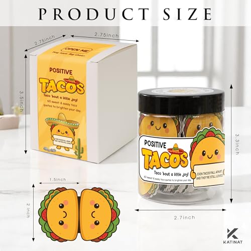 Positive Taco Jar 60 Positive Affirmation Cards Funny Birthday Gifts for Women Men Fathers Day Teacher Appreciation Graduation Gifts Son Dad Mom Daughter Sister Friend Coworkers Student Back to School - color: Positive Taco