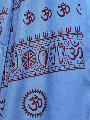 Exotic India Women's Pure Cotton Prayer Shawl with Printed Om | Religious Aum Print Pooja Mandir Wrap Stole, Scarves