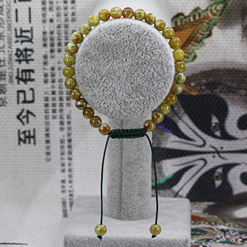 Keleny Natural Gemtone 6mm Round Beads Crystal Adjustable Braided Macrame Tassels Bracelets Unisex - color: Green Seraphinite