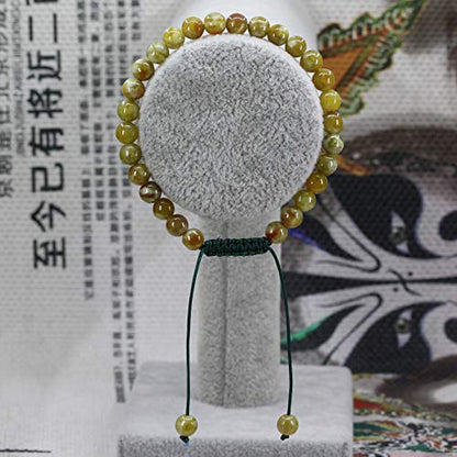 Keleny Natural Gemtone 6mm Round Beads Crystal Adjustable Braided Macrame Tassels Bracelets Unisex - color: Green Seraphinite