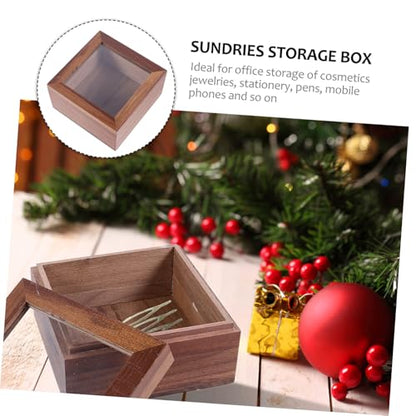 1pc Wooden Storage Box Lid for Organizing Jewelry Cosmetics and Sundries Natural Walnut Desktop Storage Case for Home and Office