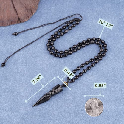 Black Obsidian Necklace Protection Pendant with Extended Bead Chain Healing Crystal Stone Amulet Necklace for Men Women - color: Vajra Peg