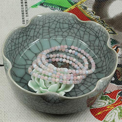 Keleny 4mm Natural Round Beads Gemstones Rock Crystal Stretch Bracelet 7 Inch Unisex - color: Pink Morganite Beryl Aquamarine
