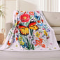Floral Blanket Ultra Soft Butterfly Flowers Throw Blankets Wildflower Leaves Flannel Fleece Throw Watercolor Warm Cozy Fuzzy Plus Gift Cabin Blanket for Bed Sofa, 50" X 60"