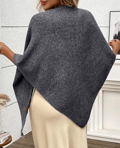 Women's Pashmina Shawl Wraps for Evening Dresses Wedding Bridal Open Front Poncho Cape Soft Large Scarf - color: Dark Grey