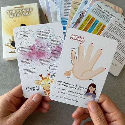 Panic Attack & Anxiety Relief Cards – 'The Power is in You' 46 - Card Deck with Grounding Exercises, Breathing Techniques & Stress Management Practices (English)