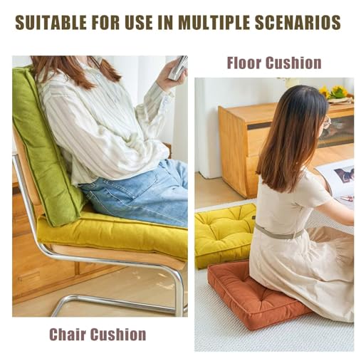 Meditation Floor Cushions 17in Square Large Pillows Seating for Adults Large Square Sitting Pillows for Tatami Living Furniture Chair Cushions Beige - color: Beige