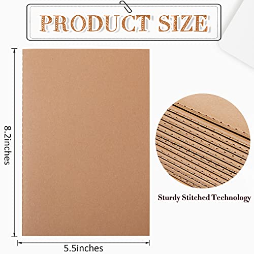 Sabary 72 Pack Kraft Paper Notebook Journals 5.5 Inch x 8.3 Inch A5 Notebook in Bulk Softcover Ruled for Writing Sketch Travel Journal with 60 Pages 30 Sheets(Brown,Line) - color: Brown, style: Line