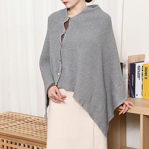 Shawl Wraps Women Fashion Knitted Shawls and Wraps Cardigan Cape Crochet Winter Shoulder Top Sweater Shawl Scarf - color: A Grey
