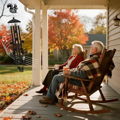 Squirrel Wind Chimes for Outside Metal Animal Windchimes Squirrel Sympathy Gifts for Women Men Birthday Garden Decor for Patio Yard Memorial Black