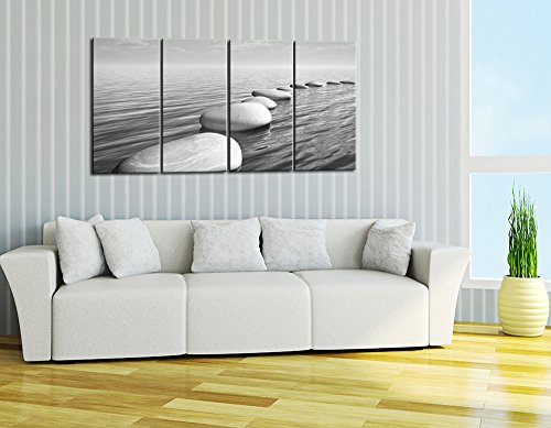 sechars - Zen Canvas Wall Art Peaceful Relaxing Grey Zen Stones Pictures Poster Wall Art for Living Room Bedroom Spa Yoga Room Wall Decoration Stretched on Wood Frame Ready to Hang