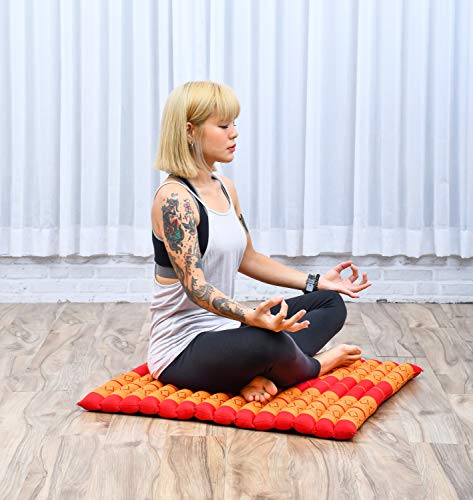 Leewadee Zabuton Seating Cushion – Square Floor Seat for Meditation Exercises, Light Yoga Mat Filled with Kapok - color: Sf02 - Orange