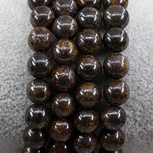 Amandastone Natural Gemstone 8mm Round Beads Stretch Bracelet 7 Inch - color: Bronzite