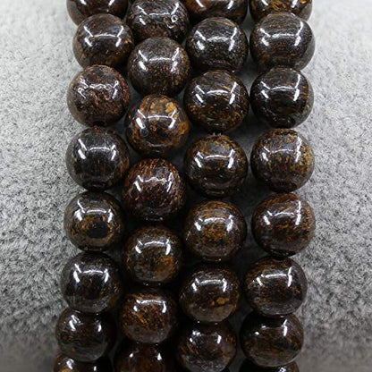 Amandastone Natural Gemstone 8mm Round Beads Stretch Bracelet 7 Inch - color: Bronzite