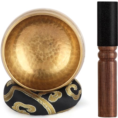 Relaehih Tibetan Singing Bowls Set-Hand-hammered in Nepal Sound Bowl for Meditation, Yoga, Chakra, Meditation Accessories, Unique Gifts for Women, Men (Black, 3.15 inch) - color: Black, size: 3.15 inch