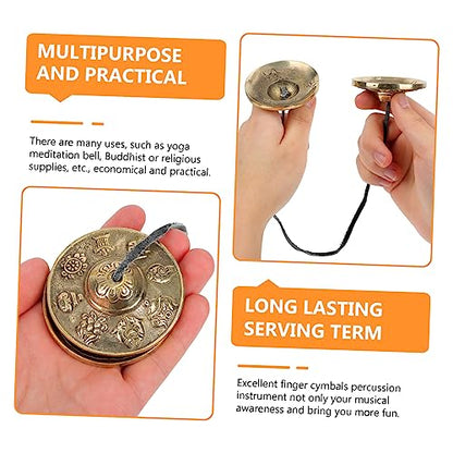 Nepal Style Pure Copper Meditation Bell Yoga Decor Hand Bells for Adults
