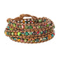 Women Boho Handmade Natural Stone Crystal Leather Bead Wrap Bracelets Collection - style: Colorful Jasper 3w