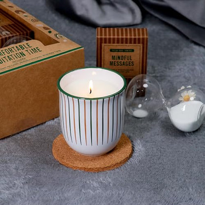 Meditation Accessories Set Include Mindfulness Card Eco-Friendly Scented Candle in Ceramic Jar Exquisite Hourglass Get-Well Gifts Sets Self Care Gift Set
