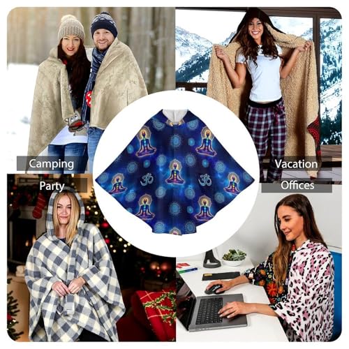 Soft Plush Shawl Throw Blanket Wearable Blanket Comfy Warm Wrap With Pockets
