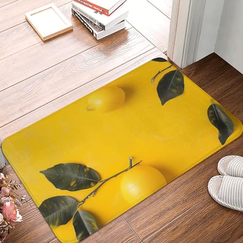 Yellow Lemon 1 Printed Flannel Non - Slip Floor Mat 16x24in - Soft Plush Microfiber Rug for Every Indoor Space - color: Yellow Lemon 1
