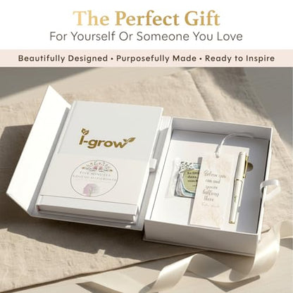 Gratitude Journal for Women (White) - A5 Hardcover Aesthetic Prompt Journal with Gift Box & Pen - 5 Minute Practice for Manifestation, Reflection & Happiness - Includes Stickers & Bookmark - 2026 Gift Set