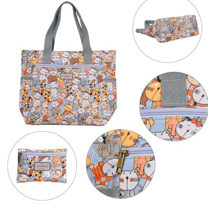 GAENMESN Women's Lightweight Waterproof Tote Bag Durable Designer Handbag with Zipper Travel Commute Everyday Use - color: Cat