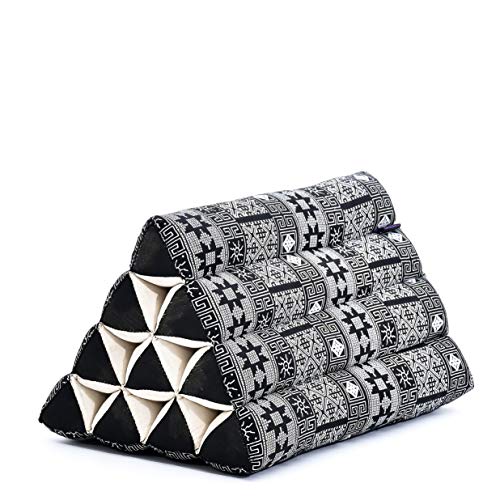 Leewadee Triangle Cushion – Comfortable Backrest for TV or Reading, Incline Pillow for Relaxing Made of Eco-Friendly Kapok, 20 x 13 inches, Black - color: Cbt4 - Black
