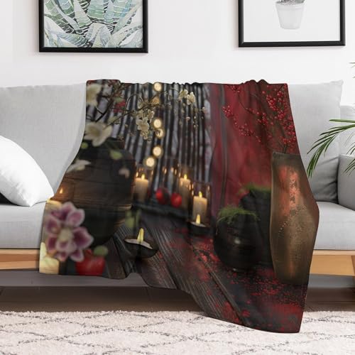 Glowing Massage Stone Throw Blanket, Soft Lightweight Cozy Warm Towels Candle Spa Flannel Blankets for Couch Bed Travel, 50"x70" - color: Glowing Massage Stone, size: 50"x70"