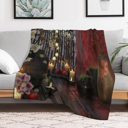 Glowing Massage Stone Throw Blanket, Soft Lightweight Cozy Warm Towels Candle Spa Flannel Blankets for Couch Bed Travel, 50"x70" - color: Glowing Massage Stone, size: 50"x70"