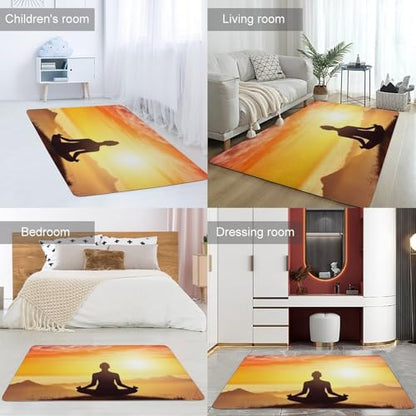 Yoga Meditation Area Rug Modern Room Stain Resistant Floor Carpet 40x60 in, Non Slip Non-Shedding Low Pile Floor Cover Mat for Living Room, Dining Room Machine Wash