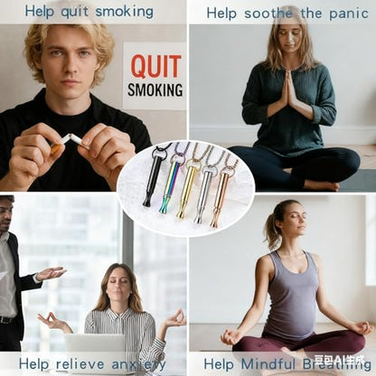 Breathing Necklace for Calm & Focus - Personal Essential Oil Diffuser for Anxiety Relief, Quit Smoking, Yoga and Meditation - Reusable Stainless Steel Pendant for Women Men - color: Rose Gold